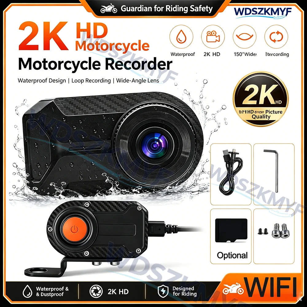 Mountain Biking Images - 2K HD Motorcycle Dash Cam Black